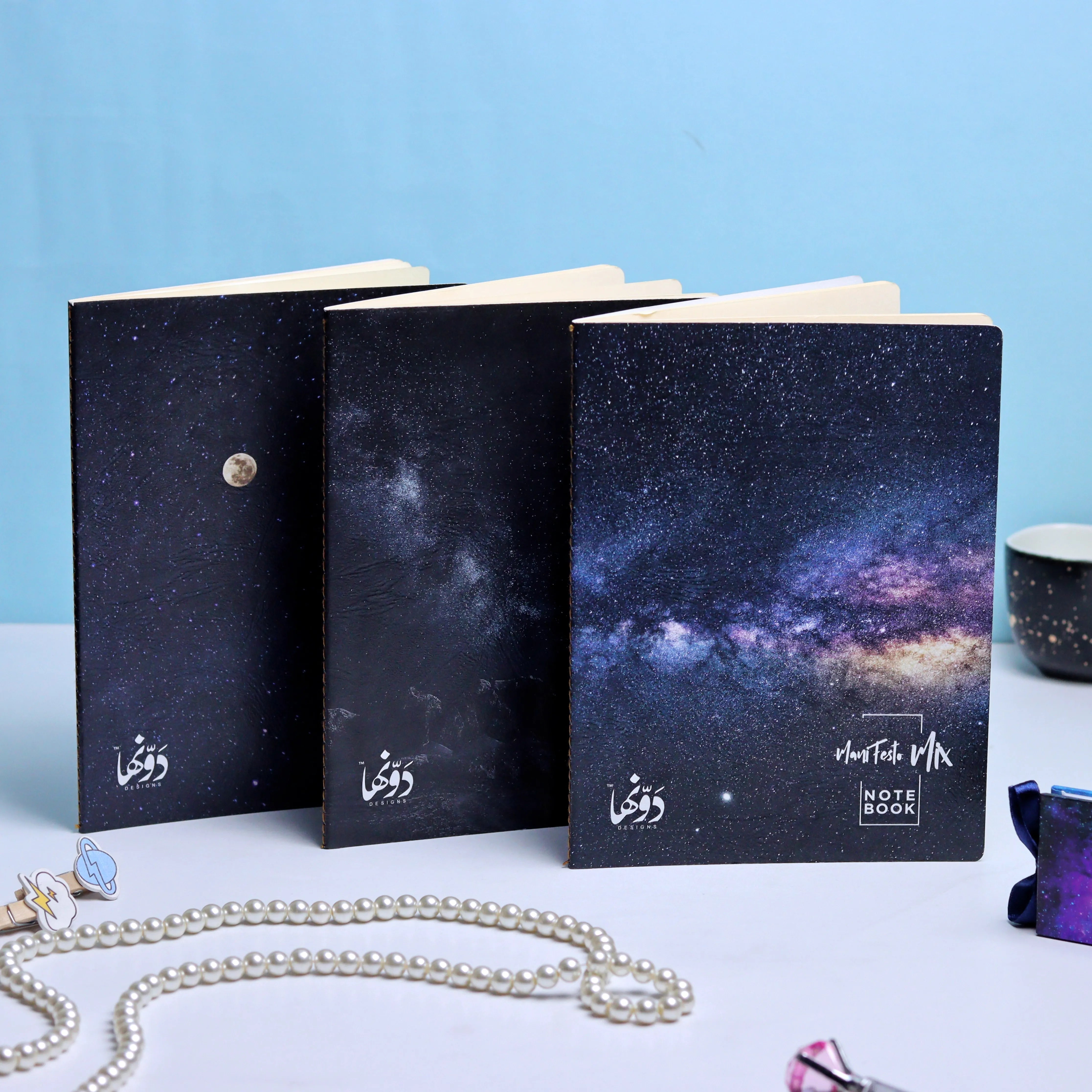 Primordial Galaxy | Manifesto Mix 3 notebooks set  (Blank + Dotted + Squ