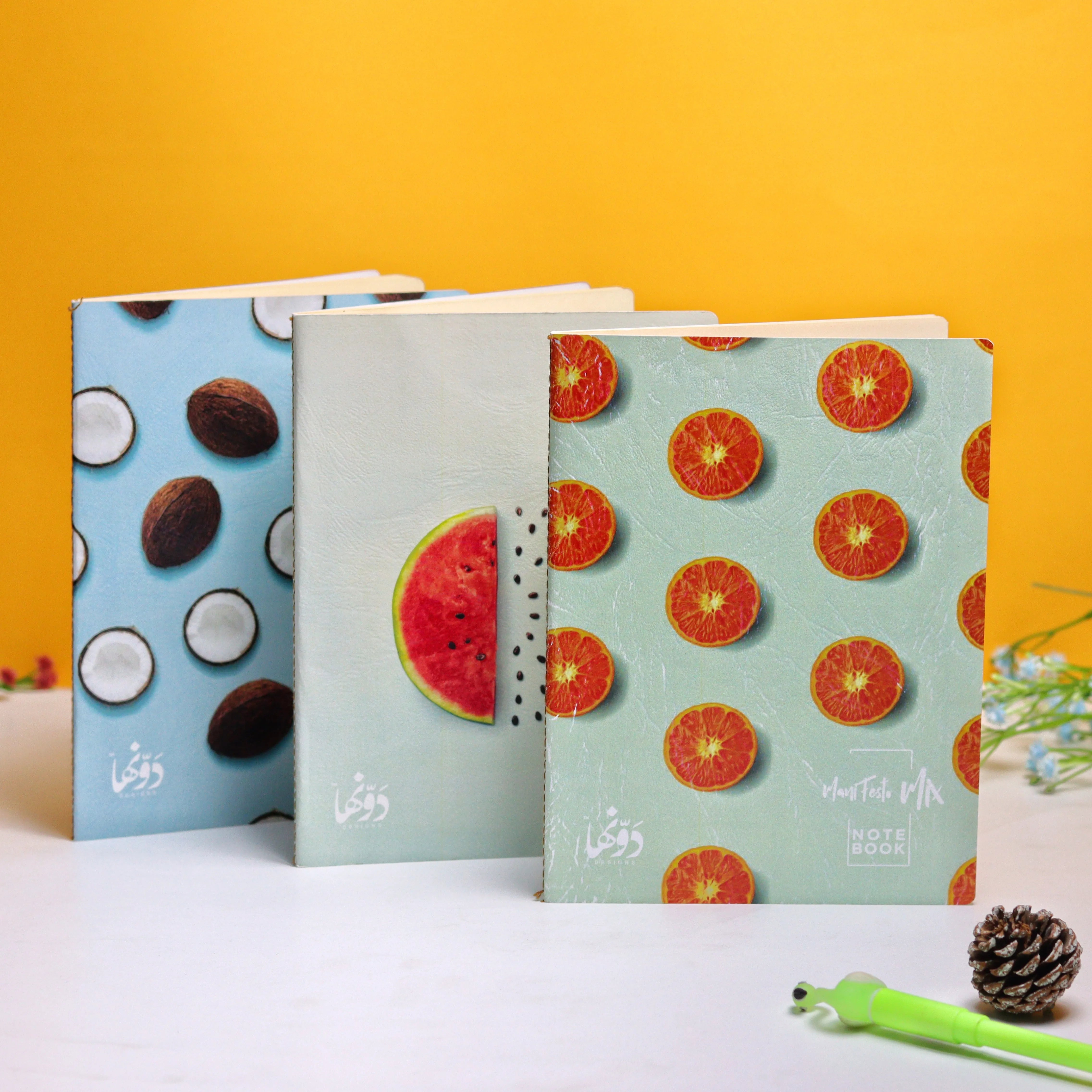 Tropical Fruits | Manifesto Mix 3 notebooks set  (Blank + Dotted + Squ