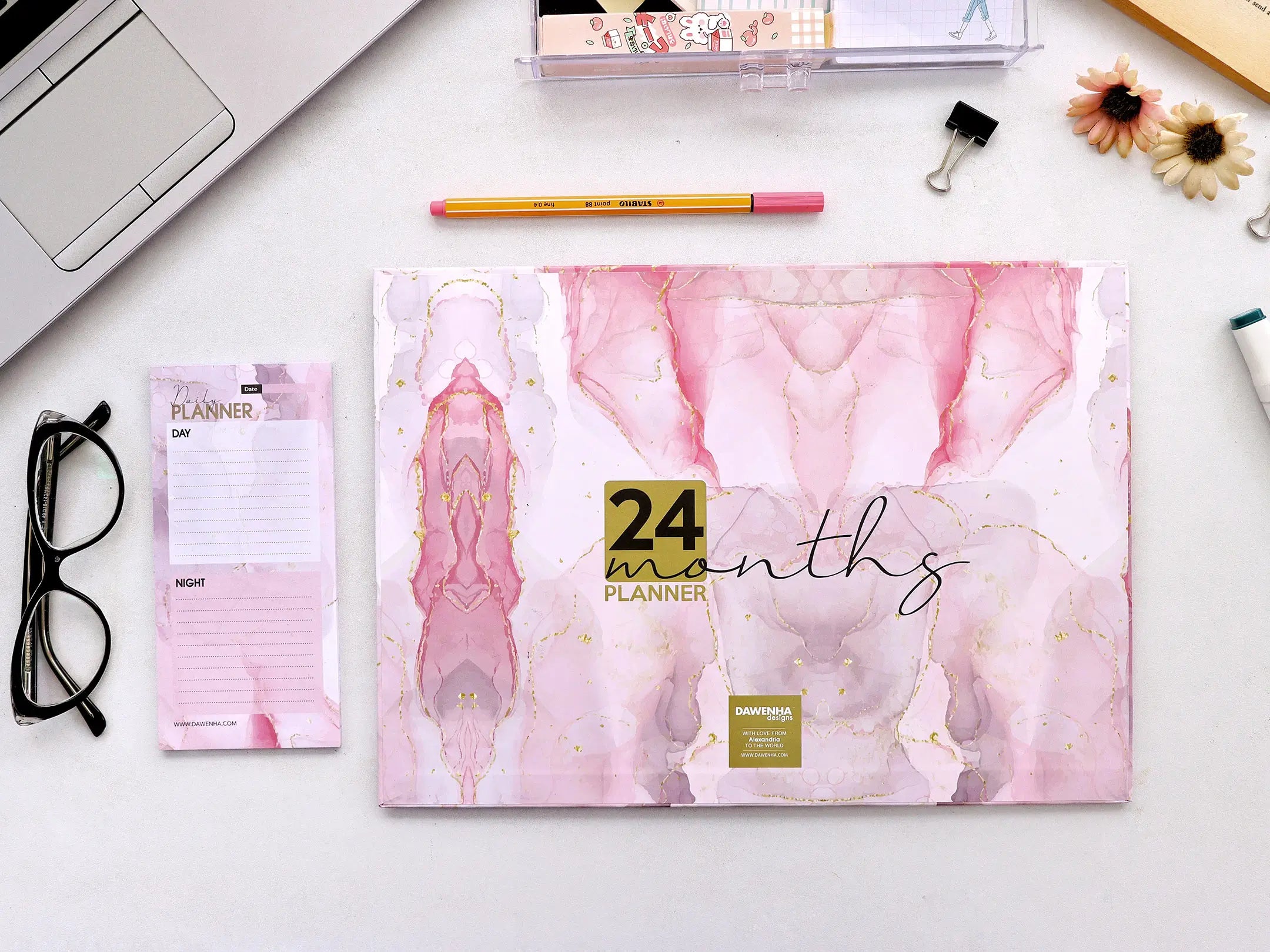 Pink Marble Desk Calendar