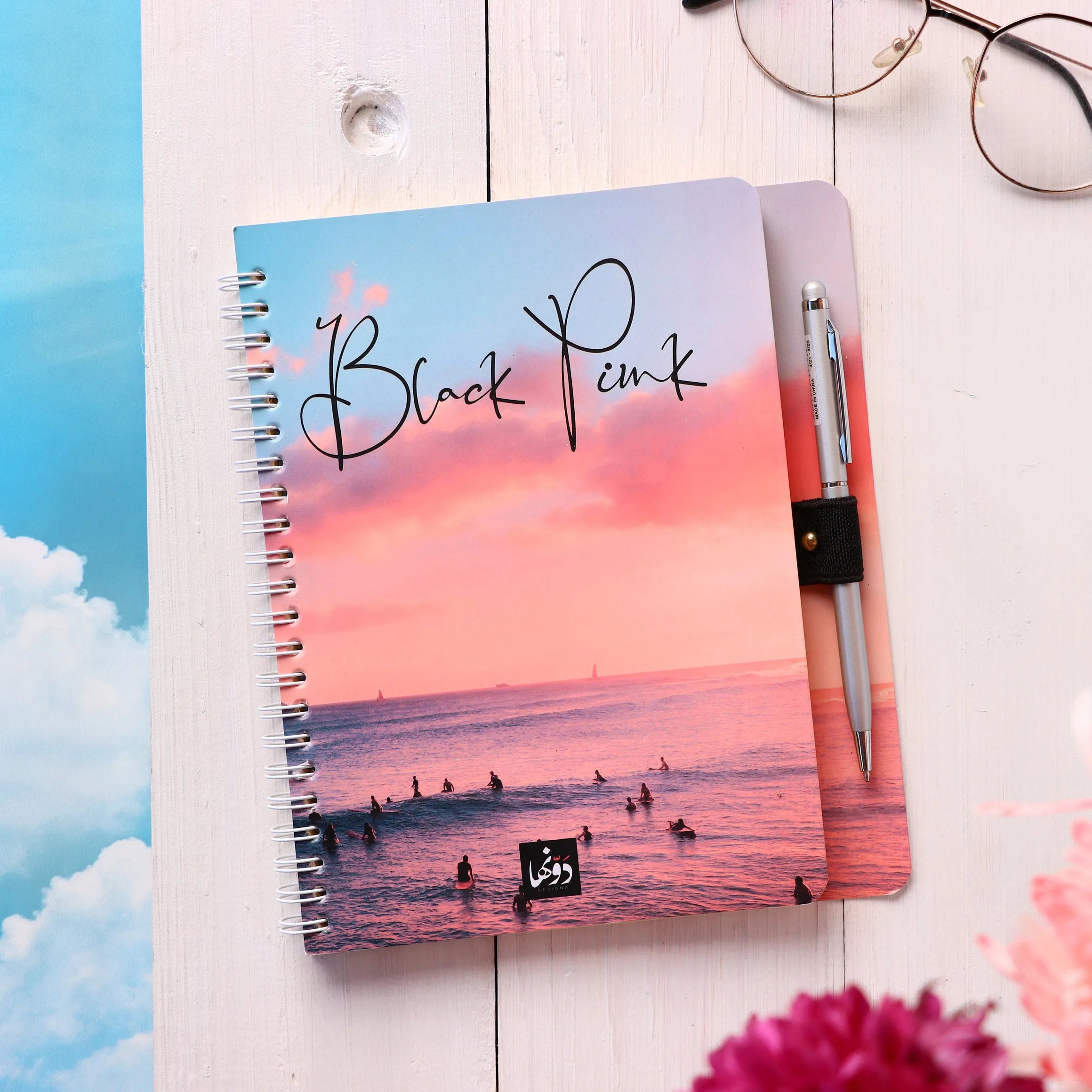 Black Pink Sun Set Time | Craft Notebook